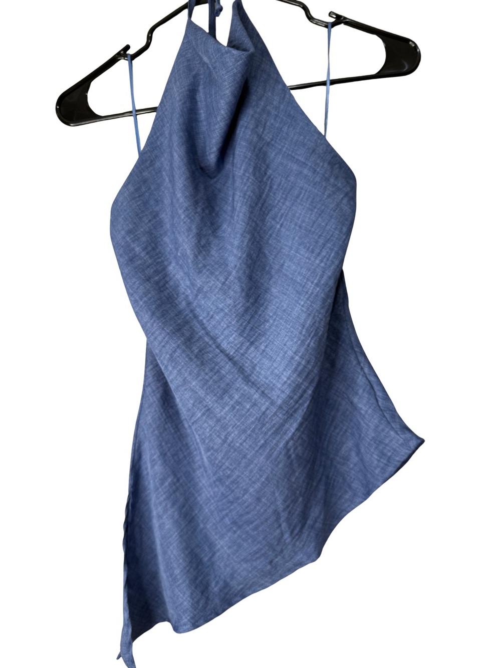 Fashion Nova Denim-Effect Blue Halter Cami
